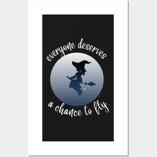 Cute Witch Flying on a Broom Posters and Art